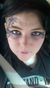 Front veiw of my purple swirl makeup.